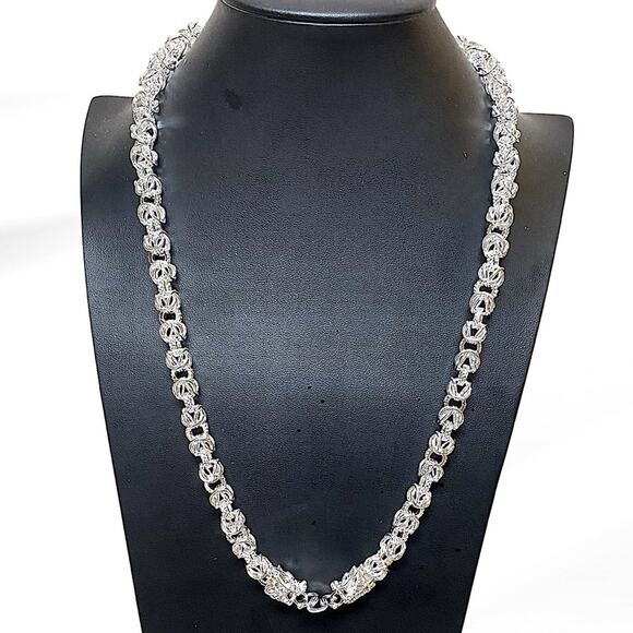 stamped Jewelry - Dragon Viking Sterling Silver Byzantine Chain Link Necklace